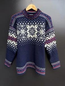 DALE OF NORWAY Classic Navy Fair Isle Wool Knit Ski Sweater Size M - Bild 1 von 10