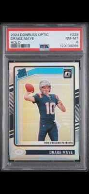 2024 Panini Donruss Optic - Rated Rookie Drake Maye #229 Holo (RC) PSA 8 - Image 1 of 2