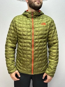 The North Face Men’s Down Puffer Jacket Hooded Green Size L - Picture 1 of 16