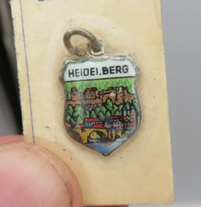 Vintage Heidelberg Germany 800 Silver Enamel Travel Shield Charm - Picture 1 of 3