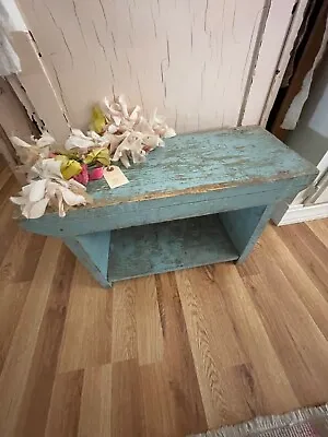 Antique Vintage Shabby Chic Foot Stool Cottage Chippy Mint Green Paint • 59.99£