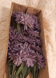 New Vintage Artificial Faux Purple Aster Flower Stems 18”~Read Description - Picture 1 of 13