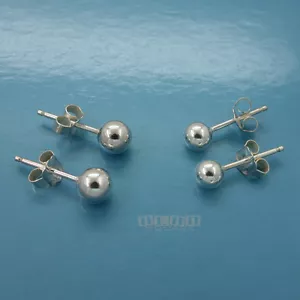 4 PIEZAS (2 PR) Plata Esterlina 5 mm 6 mm Redonda Perno Pendiente de Poste de Bola con Embrague #33559 - Imagen 1 de 1