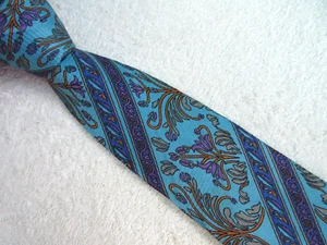 VINTAGE BLUE PURPLE FANCY 3.25 INCH SILK NECKTIE TIE JOHN HARMER - Picture 1 of 5