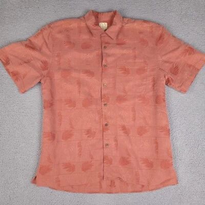 Jos. A. Camisa Bank Hawaiian Para Hombre Grande Naranja Manga Corta Botón Tropical Palma Foto 1 de 4