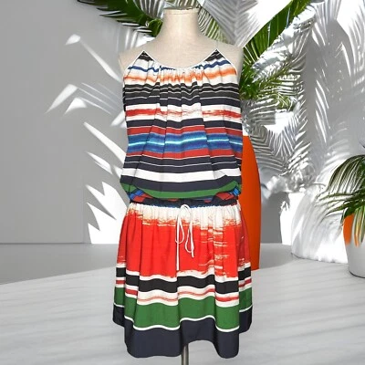 Mini Vestido CLOVER CANYON Rayas Correa de Espagueti Playa Tropical Blusa Solero Foto 1 de 4