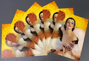 Lot 6x VTG Pinup Art Print Rolf Armstrong Orchids to You ~7.75"x10.5" - Picture 1 of 7