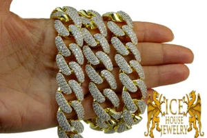 Fully Icy Heavy Simulated Diamond Miami Cuban Curb Link Necklace Chain 18-24"Men - Picture 1 of 10