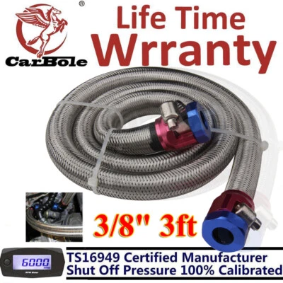 Kit de reparación de línea de combustible de gasóleo trenzado flexible de acero inoxidable de 3/8" con abrazaderas Foto 1 de 4