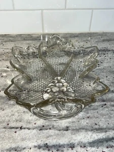 Grape Leaf Divided Relish Dish, Clear Glass, Kitchen Serving Dish, Home Decor - Picture 1 of 9