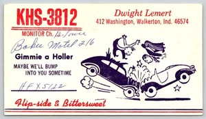Postal QSL KHS-3812 Walkerton Indiana radioaficionado cabeza accidente automovilístico accidente - Imagen 1 de 2
