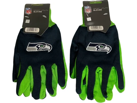 Seattle Seahawks NFL Gloves Non-Slip Work Utility Adult Palm Grip 2 Pair Cover