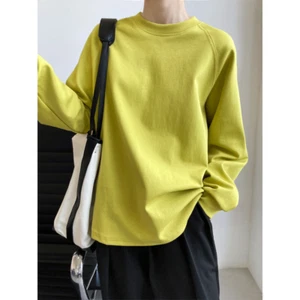 Women's Fashion Solid Color Round Neck Loose Casual Long-sleeved T-shirt Top - Picture 1 of 13