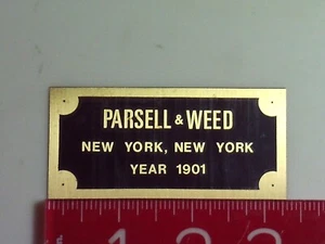 Parsell & Weed Nameplate for Hit and Miss Model Engine name tag - Picture 1 of 1