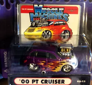 Muscle Machines 2000 PT Cruiser 1/64 DIE CAST PT CRUISER BLOWER PURPLE - FLAMES - Picture 1 of 2