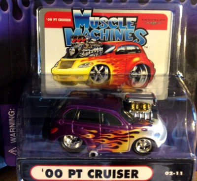 Muscle Machines 2000 PT Cruiser 1/64 DIE CAST PT CRUISER BLOWER PURPLE - FLAMES - Image 1 of 2