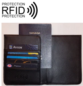 Passport Holder, RFID Blocking, Black Leather ID Card Case Cover Travel Wallet - Picture 1 of 11