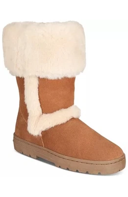 Botas de neve Style & Co femininas tamanho 7 camurça castanha pele sintética inverno espirituoso novas - Imagem 1 de 4