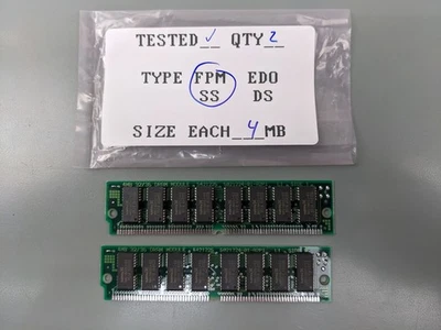 (2) DEC 4MB FPM SIMMs, 72-pin RAM Memory Sticks (8MB Total) 5021224-01-A2P1 - Image 1 of 3
