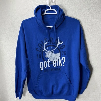 Есть лось? Толстовка с капюшоном Rocky Mountains синяя с капюшоном размер XL - Изображение 1 из 4