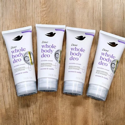 Lot  of 4 Dove Whole Body Deodorant Cream Coconut & Vanilla Odor Control - Image 1 of 4