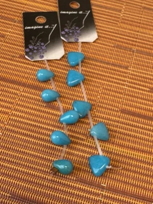 10 Turquoise Jade Drops Blue Loose Beads Jewelry Making 12x8mm, 12x12mm - Image 1 of 4