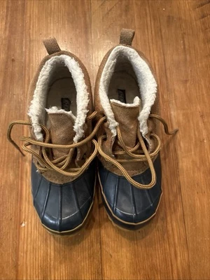 Khombu 女式 7 码海军蓝鸭靴低腰皮革上钢柄 — 第 1/4 张图片