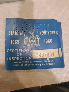 Pegatina de inspección de Nueva York original vintage 1965-1966 coche antiguo - Imagen 1 de 4