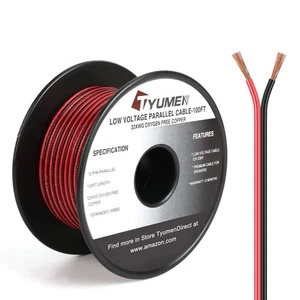 TYUMEN 100FT 22/2 Red Black Extension Cord, 22AWG OFC 12V/24V DC Wire for LED... - Picture 1 of 7