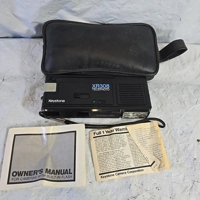 Vintage Keystone EverFlash XR308 Pocket Camera w/Case Manual 110 Film Installed  - Image 1 of 4