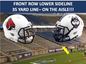 2 TICKETS UCONN HUSKIES vs BALL STATE CARDINALS 9/20 - FRONT ROW LOWER SIDELINE! - Picture 1 of 3