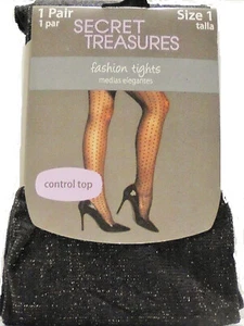 Medias Secret Treasures para dama negras lisas talla grande 1-negras metálicas-ST7CY - Imagen 1 de 2