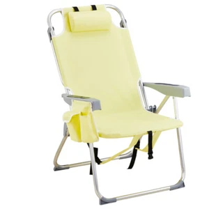 Heightened Oxford Cloth Silver White Aluminum Tube Bearing 100kg Beach Chair - Picture 1 of 14
