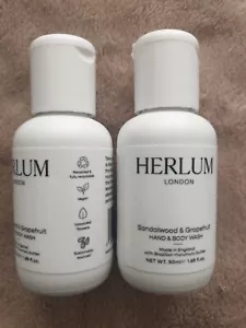 2x Herlum London Sandalwood & Grapefruit Hand & Body Wash 100ml (50×2) Brand New - Picture 1 of 4