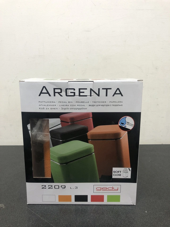 Cubo de basura cuadrado Gedy 2209-67, 2,2" L x 6,5" W, imitación cuero naranja Foto 1 de 2