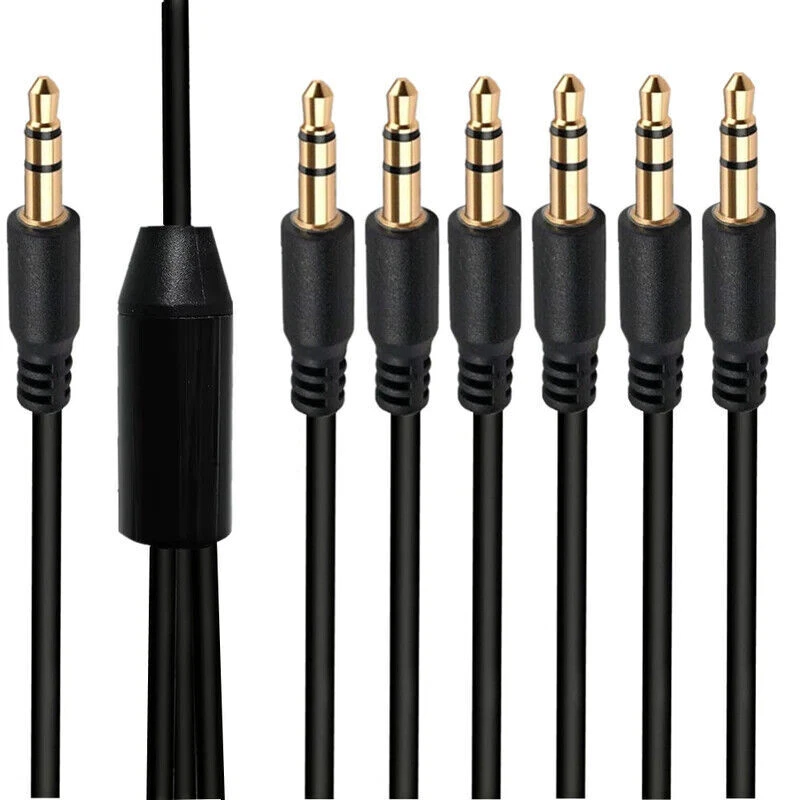 3.5mm 3 Pole to 6 x 3.5mm 3 Pole TRS Stereo Jack Headphone Audio Cable 1m - Image 1 of 4