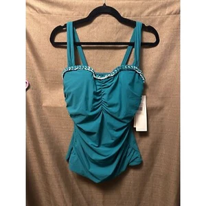 NWT Profile by Gottex Women's Kundala D-Cup Tankini Top Green Size 38D Emerald - Picture 1 of 6