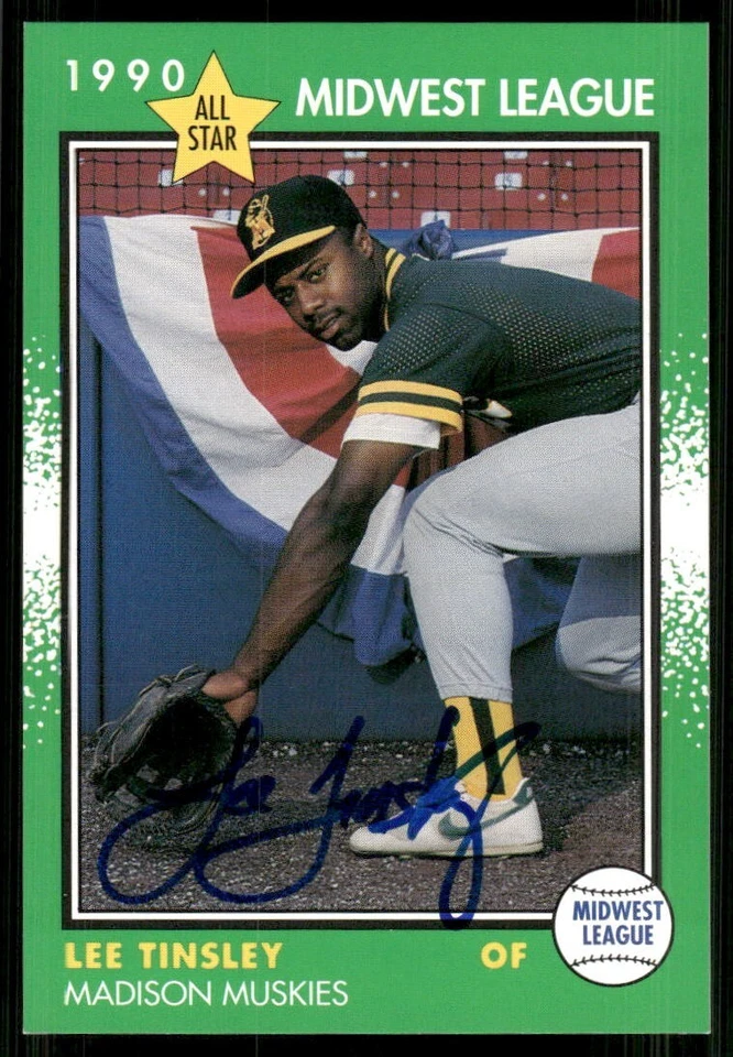 1990 Madison Muskies LEE TINSLEY Signed Card auto autograph A'S RED SOX - Image 1 of 1