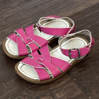 Salt Water Sun San Sandals Sz 8 Hot Pink Patent Shiny Girls Summer - Image 1 of 4