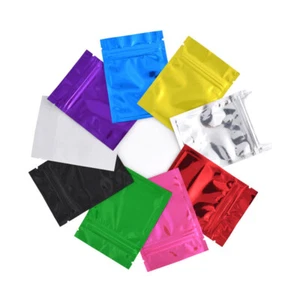 9 Colors Reclosable Flat Foil Seal Pouches Food Storage Bags Smell Proof Bag - Picture 1 of 20