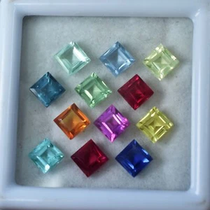 Untreated Sapphire 5x5 mm Square Cut 24 Pcs Natural CERTIFIED Loose Gemstone Lot - Picture 1 of 14