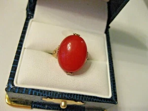 VINTAGE 14K YELLOW GOLD RING with FINE NATURAL CARNELIAN - Picture 1 of 4
