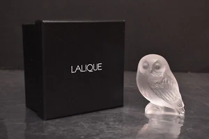 LALIQUE CRYSTAL SHIVERS OWL FIGURINE #1402100 W BOX FROSTED SCULPTURE - Picture 1 of 10