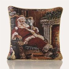 Multi Christmas Tapestry Festive Santa Claus Soft Filled Cushion 18" X 18"