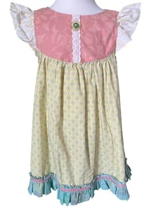 Matilda Jane Girls Art Fair Vintage Geometric Flutter Dress GUC Size 4 - Picture 1 of 4