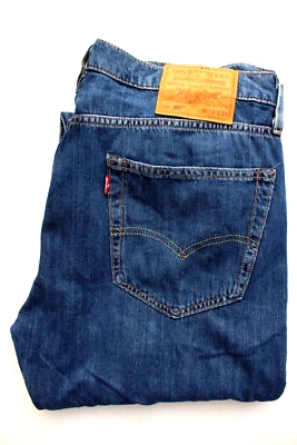 Levi's 502 men's regular tapered jeans Big E W34 L34 mid blue stretch LEVH266 - Image 1 of 4