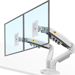 Dual Monitor Desk Mount Stand Full Motion Swivel Arm Fits 2 x 32" Monitors - Picture 1 of 6