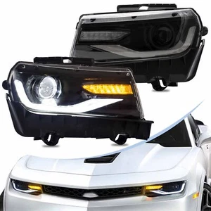 LED Headlights Front Lamps For 2014-2015 Chevrolet Chevy Camaro Sequential 1set - Foto 1 di 11