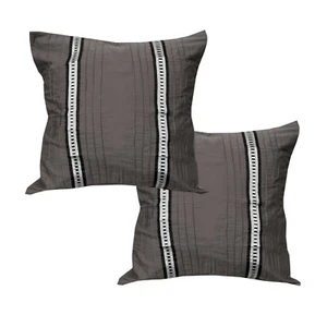 Pair of Billie Charcoal Cotton/ Polyester European Pillowcases 65 x 65cm - Picture 1 of 3