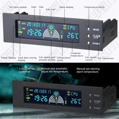 5.25'' 12V PC Computer Fan Controller 3 Fan Speed Controller Front Panel For PC - Image 1 of 4